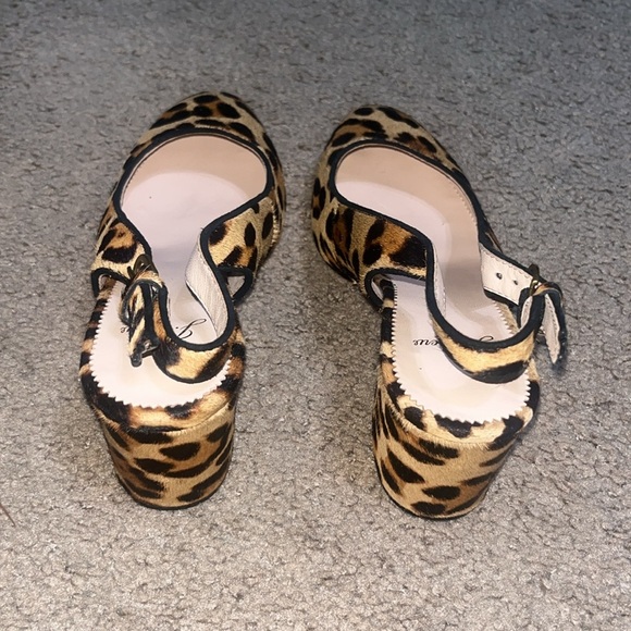 J.Crew Slingback Block Heel Pump Leopard Calf Hair Leather Rich Mohagany 7.5 - Picture 3 of 8